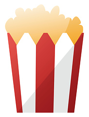 Image showing Simple vector illustration of a red and white popcorn bag on whi