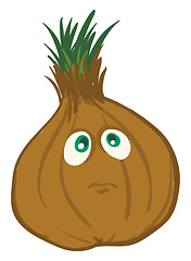 Image showing Sad brown onion  vector illustration on white background