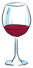 Image showing Cartoon champagne glassware filled with red wine vector or color