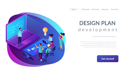 Image showing Design strategy isometric 3D landing page.