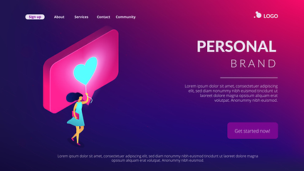 Image showing Sharing content online isometric 3D landing page.