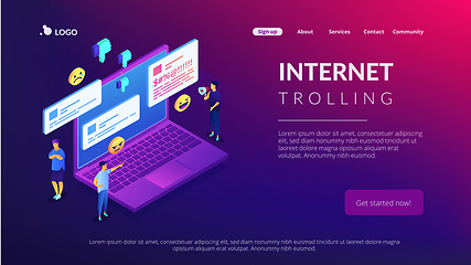 Image showing Internet trolling isometric 3D landing page.