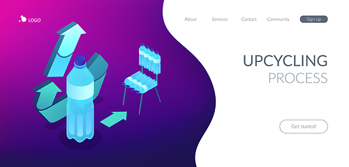 Image showing Upcycling process isometric 3D landing page.