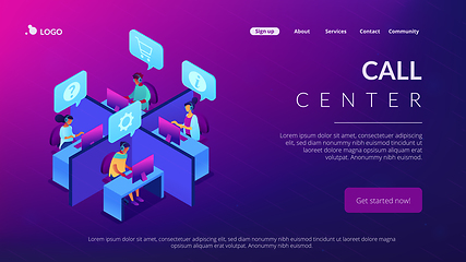 Image showing Call center isometric 3D landing page.