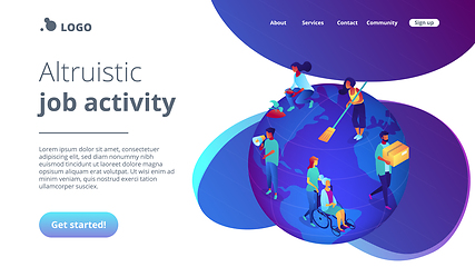 Image showing Volunteering isometric 3D landing page.