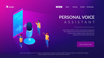 Image showing Personal voice assistant isometric 3D landing page.