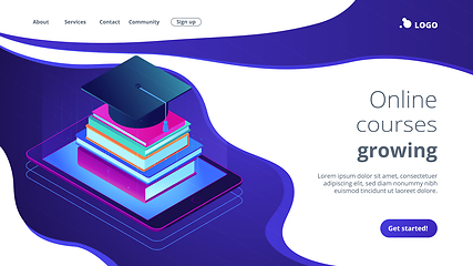 Image showing Digital education isometric 3D landing page.