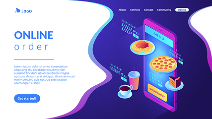 Image showing Online order isometric 3D landing page.