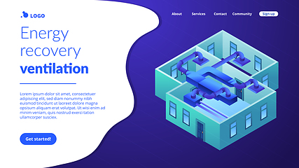 Image showing Ventilation system concept isometric 3D landing page.