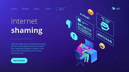 Image showing Internet shaming isometric 3D landing page.