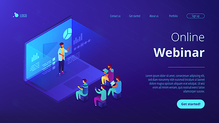 Image showing Webinar isometric 3D landing page.