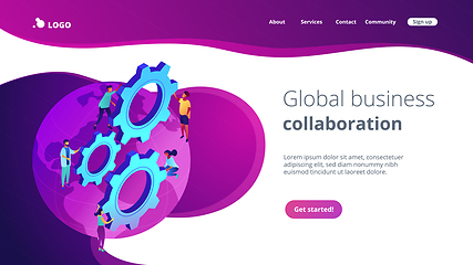 Image showing International business isometric 3D landing page.