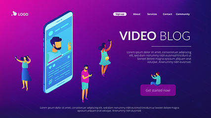 Image showing Vlog isometric 3D landing page.