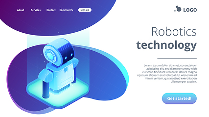 Image showing Robotics technology isometric3D landing page.