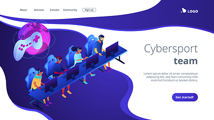 Image showing Cybersport team isometric 3D landing page.