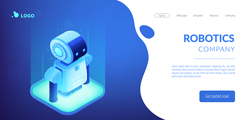 Image showing Robotics technology isometric3D landing page.