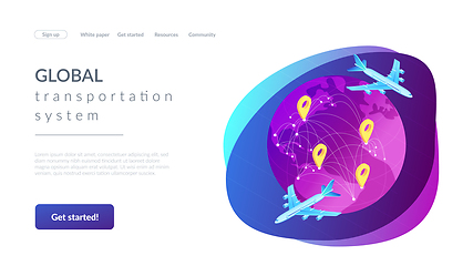 Image showing Global transportation system isometric 3D landing page.