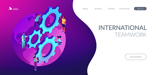 Image showing International business isometric 3D landing page.