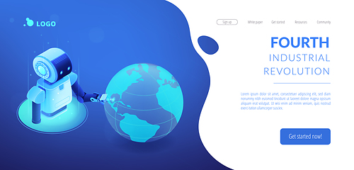 Image showing Robotics network isometric 3D landing page.