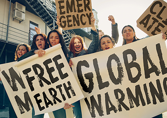 Image showing Young people protesting of climate emergency on the street