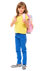 Image showing Little schoolgirl with a backpack