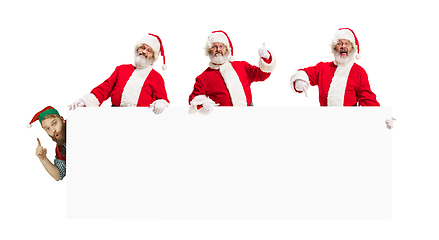 Image showing Emotional Santa Claus greeting with New Year and Christmas, copyspace