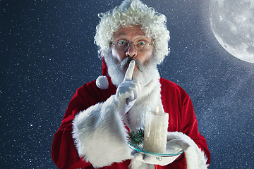 Image showing Emotional Santa Claus congratulating with New Year and Christmas