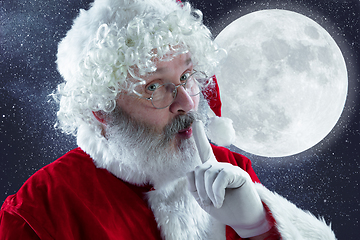 Image showing Emotional Santa Claus congratulating with New Year and Christmas