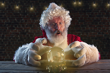 Image showing Emotional Santa Claus congratulating with New Year and Christmas