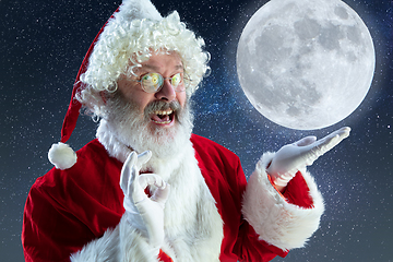 Image showing Emotional Santa Claus congratulating with New Year and Christmas