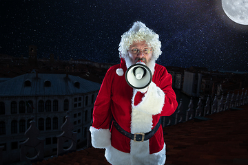 Image showing Emotional Santa Claus congratulating with New Year and Christmas