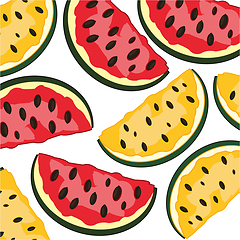 Image showing Two pieces of the watermelon decorative background