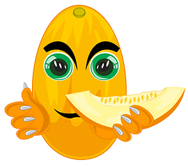 Image showing Comic illustration of the cartoon of the alive vegetable ripe melon