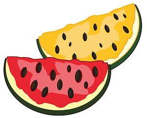 Image showing Slices of the watermelon red and wanted sort