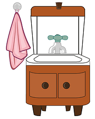 Image showing Washstand and towel on white background is insulated