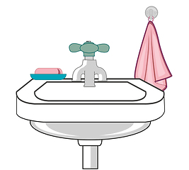 Image showing Washstand and accesories for hygiene towel and soap