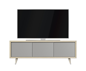Image showing Tv cabinet and tv with blank screen