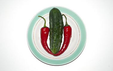 Image showing cucumber and hot red pepper