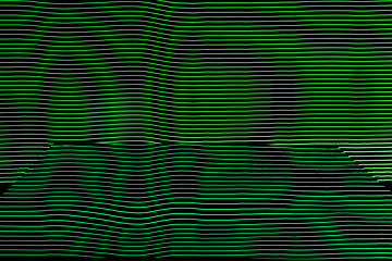 Image showing Bright neon line designed background, shot with long exposure, green