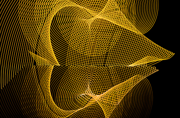 Image showing Bright neon line designed background, shot with long exposure, yellow gold