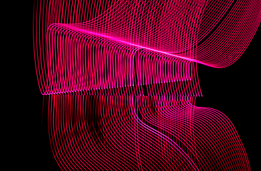 Image showing Bright neon line designed background, shot with long exposure, pink