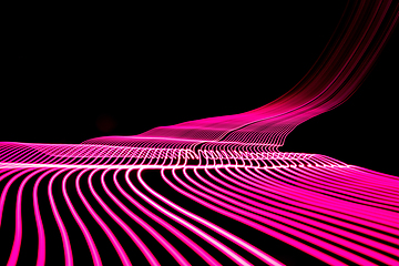 Image showing Bright neon line designed background, shot with long exposure, pink