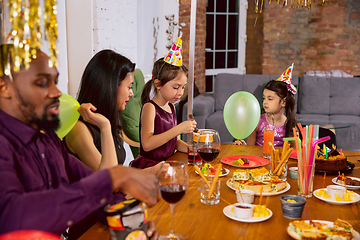 Image showing Portrait of happy family celebrating a birthday at home