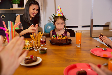 Image showing Portrait of happy family celebrating a birthday at home