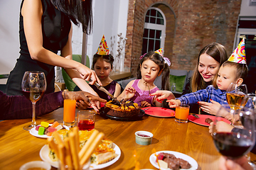 Image showing Portrait of happy family celebrating a birthday at home