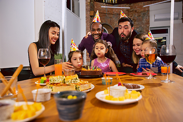 Image showing Portrait of happy family celebrating a birthday at home