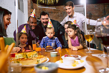 Image showing Portrait of happy family celebrating a birthday at home