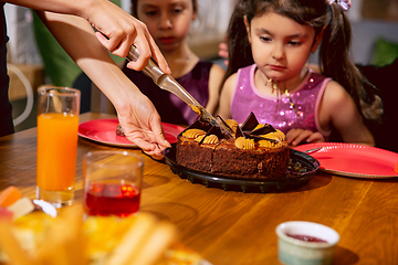 Image showing Portrait of happy family celebrating a birthday at home