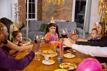 Image showing Portrait of happy family celebrating a birthday at home