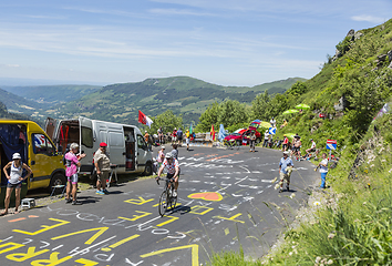 Image showing Amateur Cyclist in Mountains - Tour de France 2016